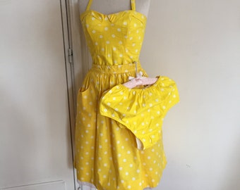 Vintage 50s bathing beach swimsuit set M