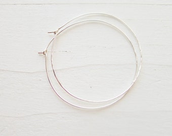 Wispy Hammered Sterling Silver Hoops Hammered Hoop Earring Thin Hoops Lightweight Earrings Large Thin Hoop