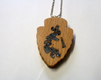 necklace kokopelli flute player wood scroll saw arrowhead