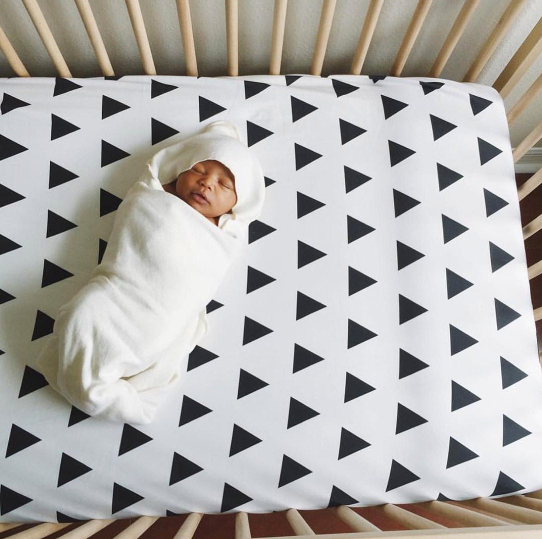 Organic Crib Sheet Black Triangles Fitted Crib Sheets Baby