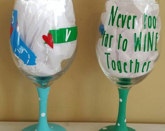 Never too far to wine together-long distance relationship-moving away gift-best friends