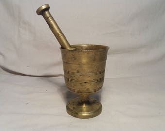 Vintage Brass Apothecary Mortar with Pestle