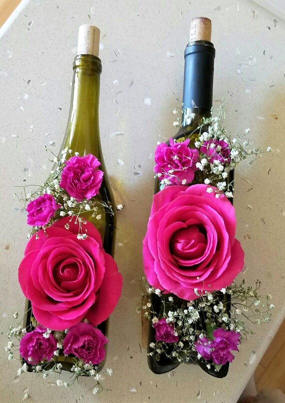 SALE Wine Bottle Vase / Flower Vase / Wedding Vases