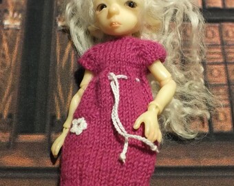 BJTales Lidia Snul Mouse BJD doll knitted dress jacket set magenta