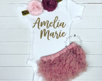 Custom Baby Girl Onesie | Baby Girl Coming Home Outfit | Personalized Baby Girl Onesie | Newborn Baby Onesie | Baby Girl Take Home Outfit