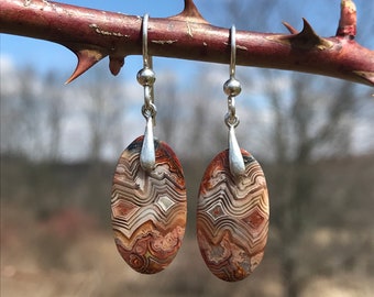 Crazy Lace Agate, sterling silver, earrings