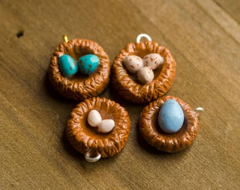 Custom Eggs in a Nest Necklace - Robin Bluebird Mockingbird Quail - Bird Nest - Mother's Day