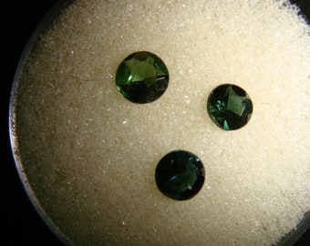 3 Green tourmaline faceted 4 mm rounds .73 carats