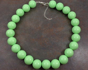 Statement Necklace, Green, Gumball Necklace, Chunky Necklace, Big Bead Necklace, Round Bead Necklace, Seafoam, Big Necklace, Green Necklace