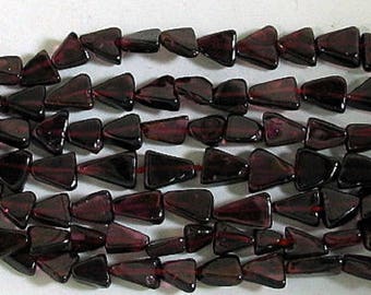 Garnet triangle beads, aprox 5mm in size, 15" strand