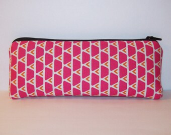 Pipe Pouch, Pipe Case, Pipe Bag, Padded Pouch, Geometric Pouch, Pink & Orange Bag, Girly 420 Pouch, Stoner Gift, Vape Pen Case - 7.5" LARGE