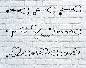 Cancer/Heart/Health svg, Nurse Svg, Stethoscope Dxf, Stethoscope frames Svg, Heartbeat Dxf, Doctor SVG, for Silhouette & CriCut .