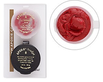 KIT includes: 46 g RED Apoxie Sculpt & 25 Snap Bases - DIY, Snap Jewelry, Aves, Apoxie Sculpt, Clay Snaps, Found Objects, Steampunk