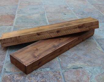 Free Shipping ANY Dimension Rustic floating shelf, Cedar wood, Special Walnut Finish