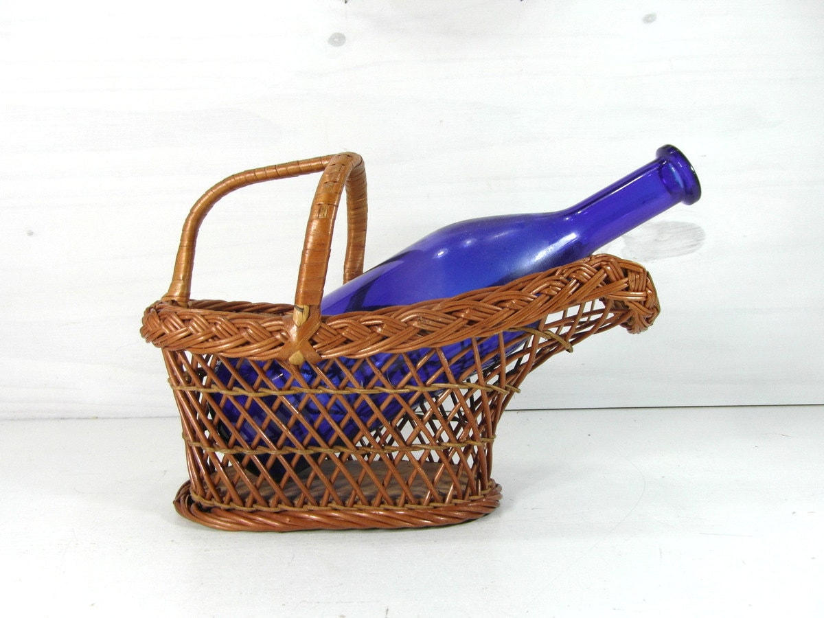 Wicker wine bottle basket bottle holder bottle rack French