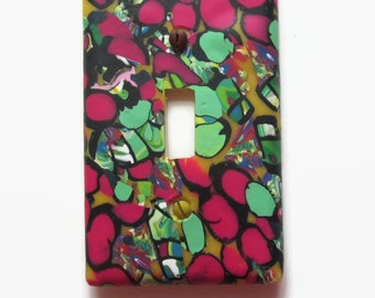 Light Switch Cover, Toggle Switch Plate, Single Switchplate, Cranberry and Green