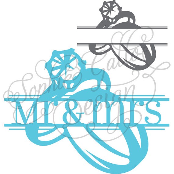 Download Mr. and Mrs. Monogram Rings SVG DXF digital download files