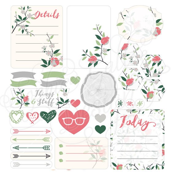 nature printable planner sticker sheet set svg jpg digital