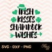 Irish kisses shamrock wishes svg, st Patricks day svg, Shamrock svg, heart svg, st patricks clipart SVG, DXF, PNG for Cricut and Silhouette