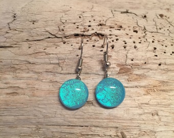 Jewelry, Dichroic glass jewelry, dichroic glass, handmade dichroic glass, fused glass, fused glass earrings, Dichroic Glass Dangle earrings
