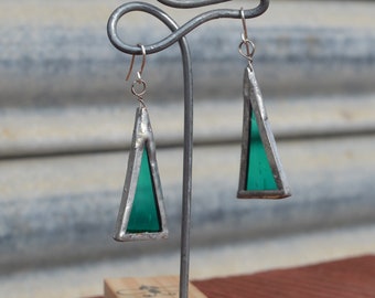 Stained glass dangling earrings
