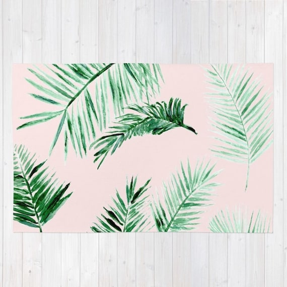 Pink Palm Leaf Area Rug palm leaves rug palm leaf area rug