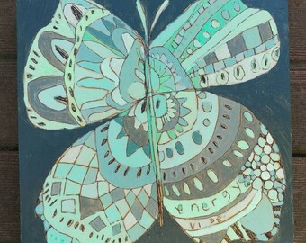 Butterfly Jennifer Mercede painting 8x8in 'Tiger Fly'
