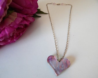 Rose Heart Fused Glass Necklace