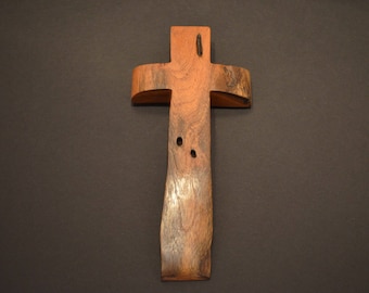 Unique Wood Cross; Christian; Cross Wall Decor; Baptism Gift; Live Edge; Mesquite; Wall Cross; Free Ground Shipping USA; cc20-5040116-rs