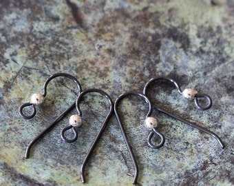 Black Niobium Ear Wires with 3mm Silver Bead - Jewelry Making Supplies - Hypoallergenic - Tierra Cast Findings
