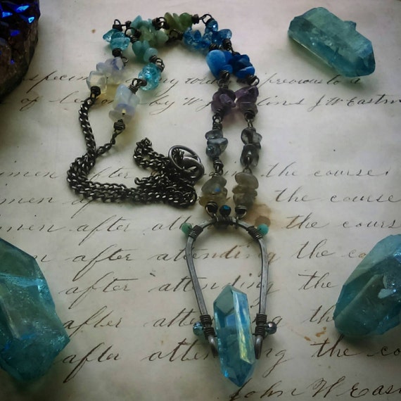 Siren Jewelry Set Wire Wrapped Chakra Stones Amethyst