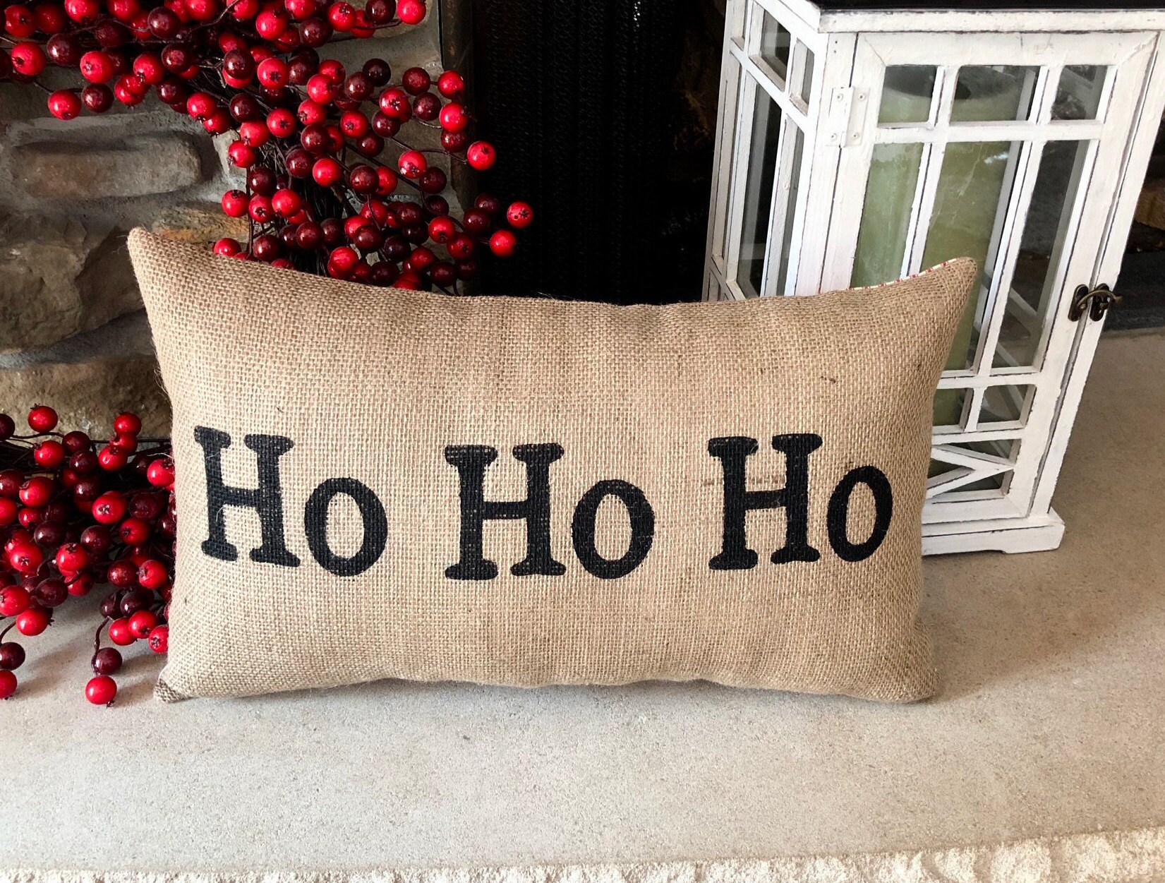 Santa Pillow / Farmhouse Christmas / Burlap Christmas Pillows