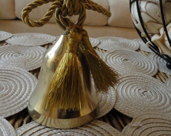 Vintage Hand Bell with Braided Rope Detail, PoochPieCollection Time Keepers Attic Piece