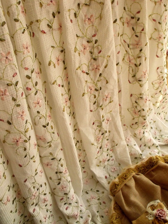 94x84 extra wide HAND ribbon Embroidered Pink