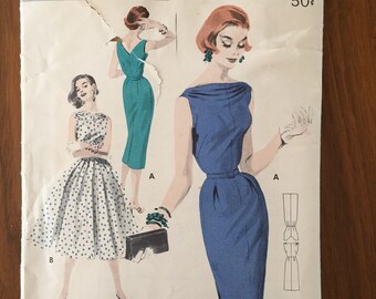 Vintage 50s Butterick 7653 Women' Sleeveless Dress
