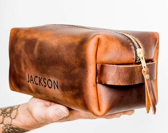 Huge SALE 50% OFF... Dopp Kit Bag Groomsmen Gift Leather Toiletry Bag with Monogram Mens Toiletry Bag Leather Custom Dopp Kit Portland