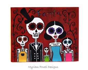 Day of the dead - Dia de los Muertos - Acrylic Painting - Skeleton Family