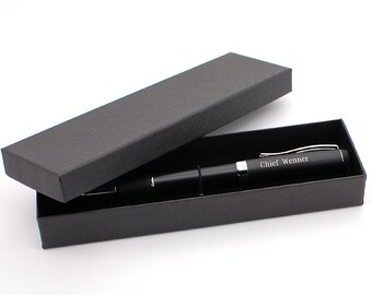 Personalized black chrome Ballpoint Pen - Engraved Black and silver pen modern design - Father's day gift - Graduation gift - corporate gift