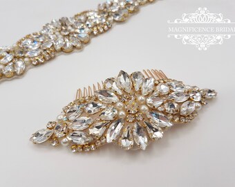 Gold bridal comb, gold hair comb, gold wedding comb, bridal hair comb, gold headpiece, hair accessories, bridal headpiece, gold comb, MEG