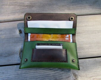 leather tobacco pouch green
