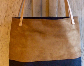 Waxed canvas and leather tote
