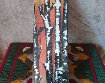 Landscape scene on wood