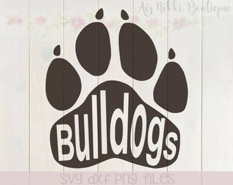 Bulldog paw print, SVG, PNG, DXF files, instant download