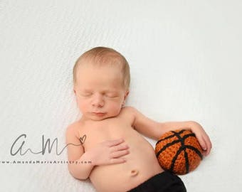 Newborn Boy Mini Basketball Prop - crochet Basketball - Baby Gift-- - crochet baby shower gift--Infant Newborn Baby Crochet - Baby boy