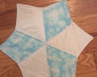 Snowflake candle mat mug rug