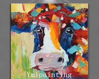 Cow painting on Canvas farm animal painting Cow art Original oil painting,impasto,heavy texture,huge size original cow painting ,Wall Art