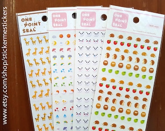 Giraffe sticker, Weather sticker, Panda sticker, Hedgehog sticker, Animal sticker, Rainbow sticker, Bear sticker, One Point Seal 5 6 7 8