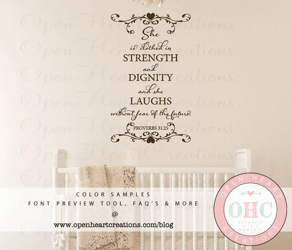 bible buffalo strength verse in and Scripture Strength is Wall Decals She Dignity Clothed