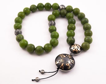 Buddhist rosary of jade, buddhist mala, buddhist prayer bead, tibetan rosary, buddhist prayer