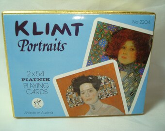 Vintage Gustav Klimt Portraits of Fritza Riedler and Emilie Floge Playing Cards Made in Austria.